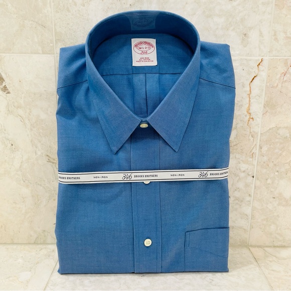 BROOKS BROTHERS {16.5} Non-Iron 346 Blue Dress Shirt NWT - Picture 2 of 4